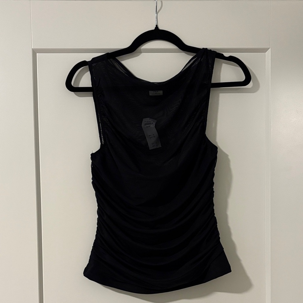 NWT Abercrombie Mesh Sleeveless Black Top Sz M